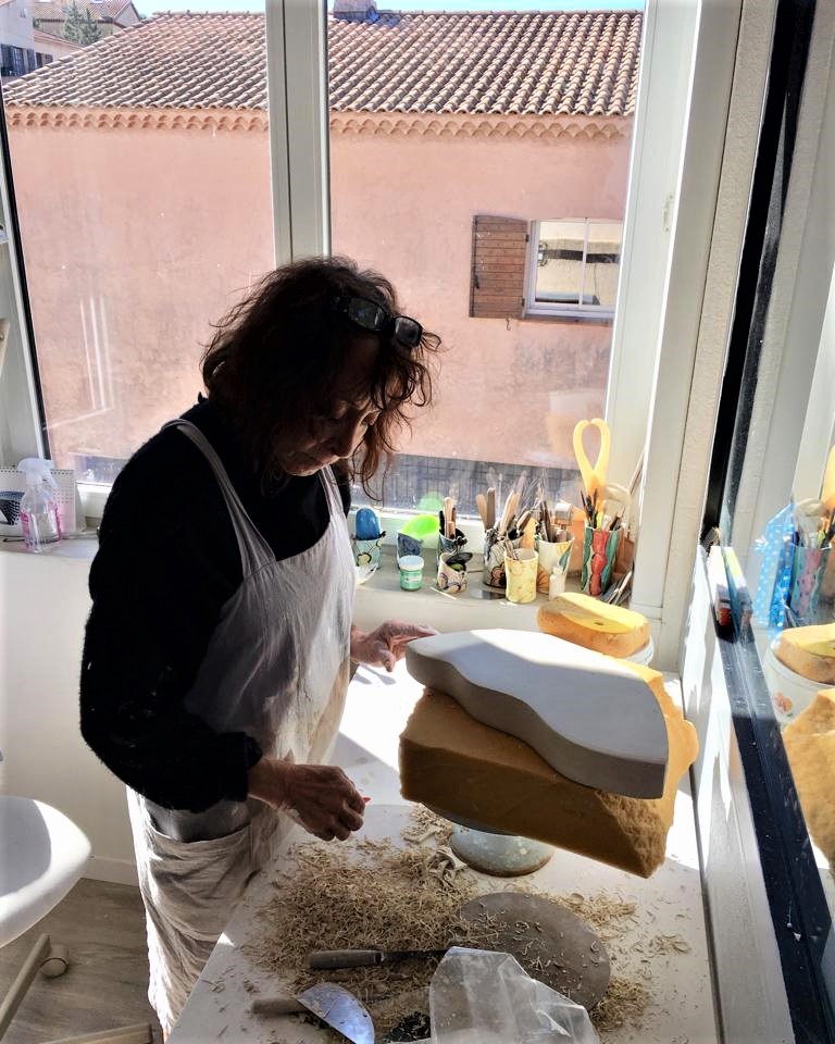 Ceramics studio interior with pottery wheel